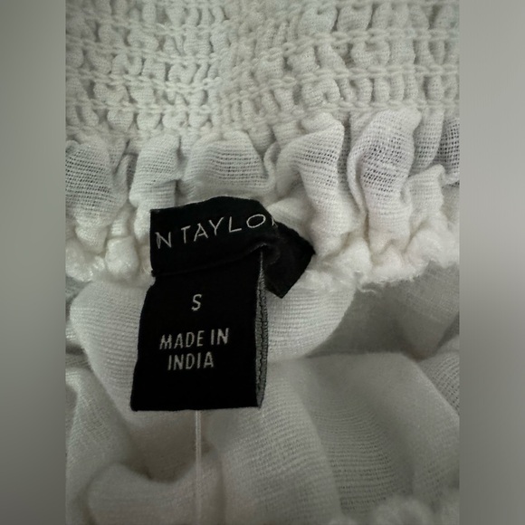 NWT, Ann Taylor Womens Short Sleeve Smocked Off Shoulder, small, linen, cotton - Picture 9 of 12
